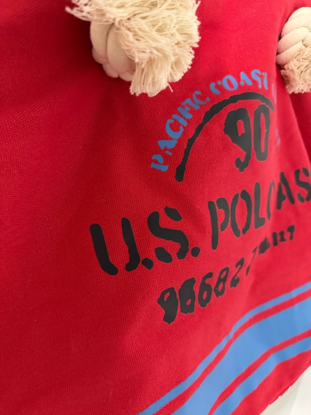 U.S. Polo Assn. Red Tote with Navy Logo Patch